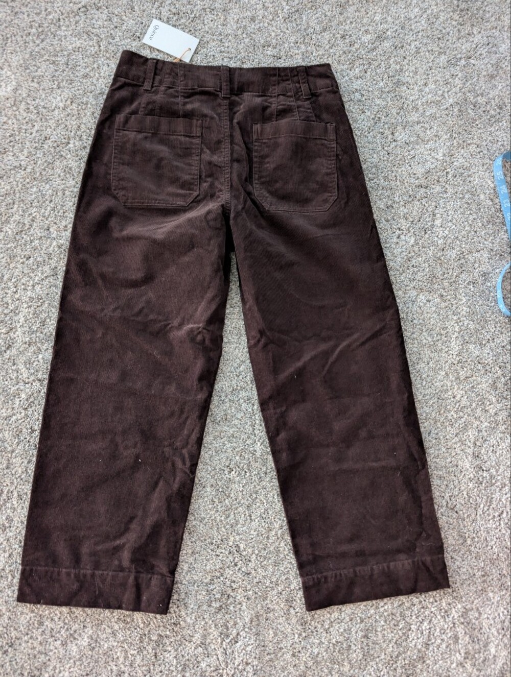 Quince NWT Stretch Courdoroy Cropped Wide Leg Size 8 Patch Pockets Brown - Picture 2 of 7